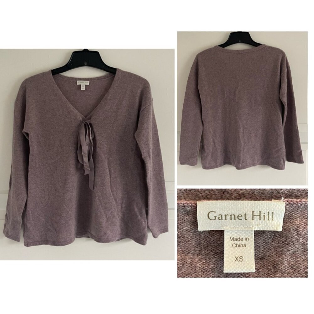 Garnet Hill Cashmere 100% cashmere Tie V-Neck Pullover Sweater 20801